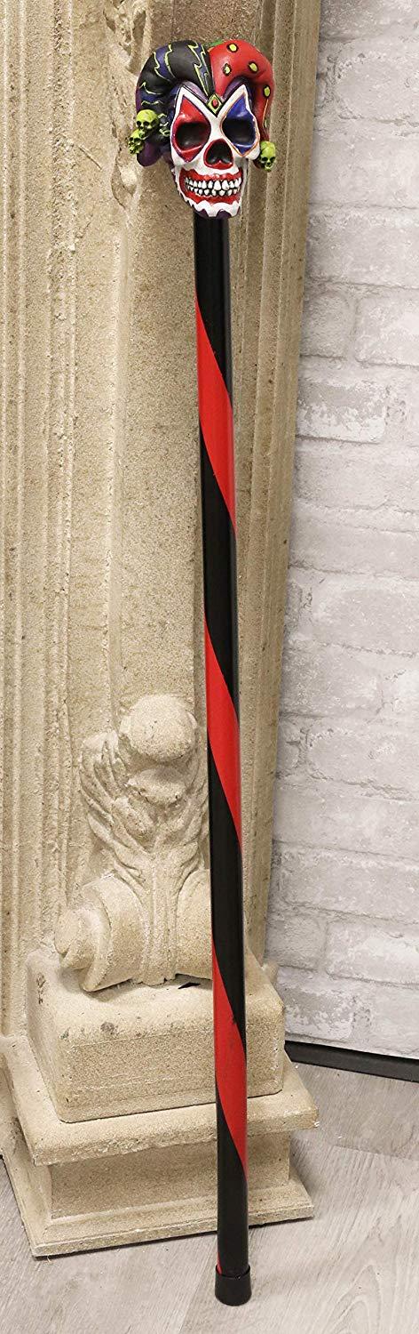 Ebros Gothic Harlequin Jester Clown Decorative Prop Walking Swagger Cane 34"H