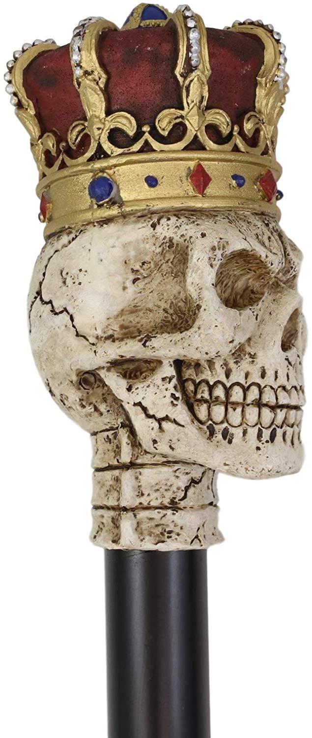 Ebros Gothic Skull With Royal Regalia Crown Decorative Prop Walking Swagger Cane