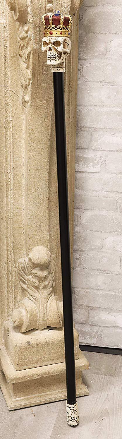 Ebros Gothic Skull With Royal Regalia Crown Decorative Prop Walking Swagger Cane
