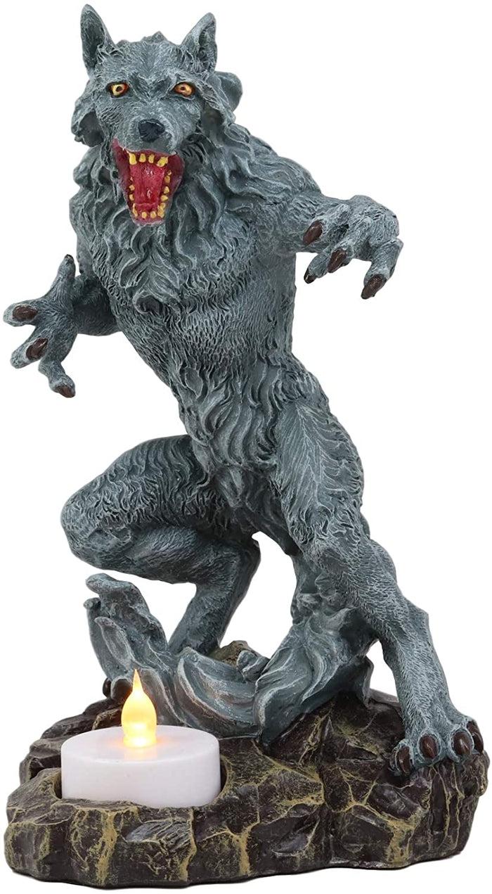 Ebros Gothic Werewolf Tea Light Candle Holder Statue Lycan Wolf Man Figurine