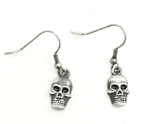 Ebros Graveyard Ghastly Grinning Skull Dangle Stud Earrings Lead Free Alloy