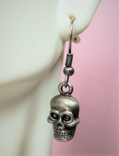 Ebros Graveyard Ghastly Grinning Skull Dangle Stud Earrings Lead Free Alloy