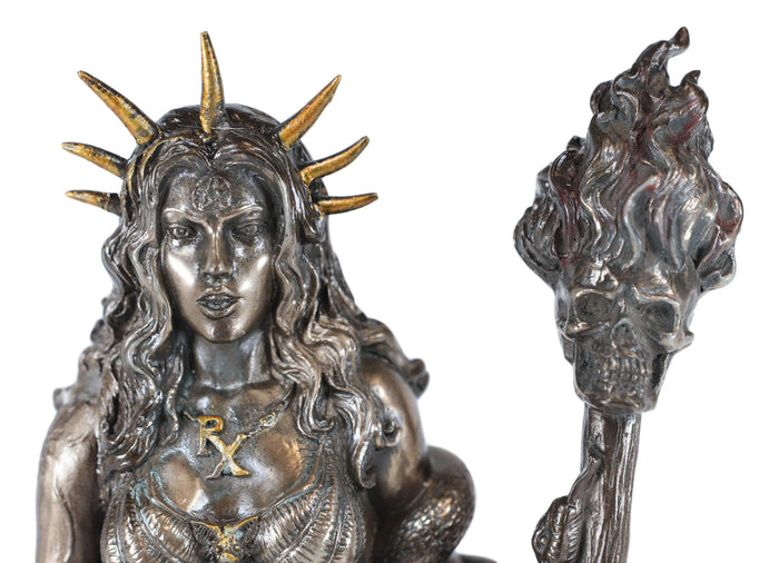 Ebros Greek Goddess Underworld Hecate Holding Fire Skull Staff Statue Figurine