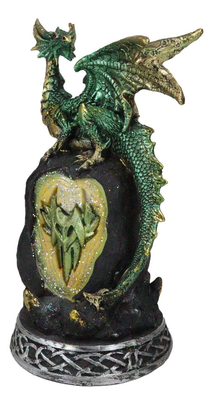 Ebros Green Dragon With LED Light On Crystal Mountain 7.5 Inches Tall Collection