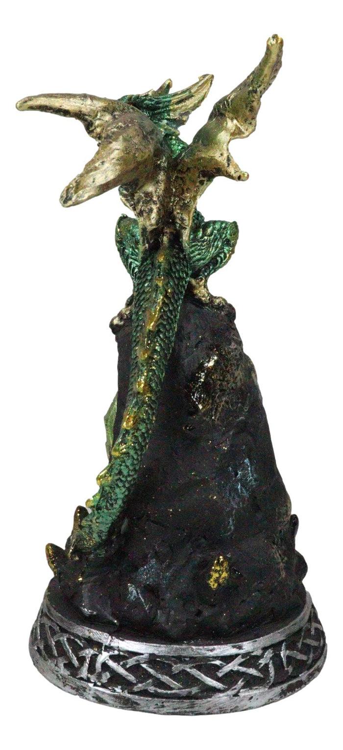 Ebros Green Dragon With LED Light On Crystal Mountain 7.5 Inches Tall Collection