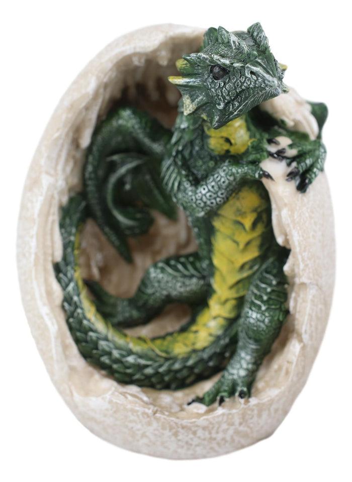 Ebros Green Earth Dragon Hatchling Breaking Out Of Egg Shell Figurine 5" H