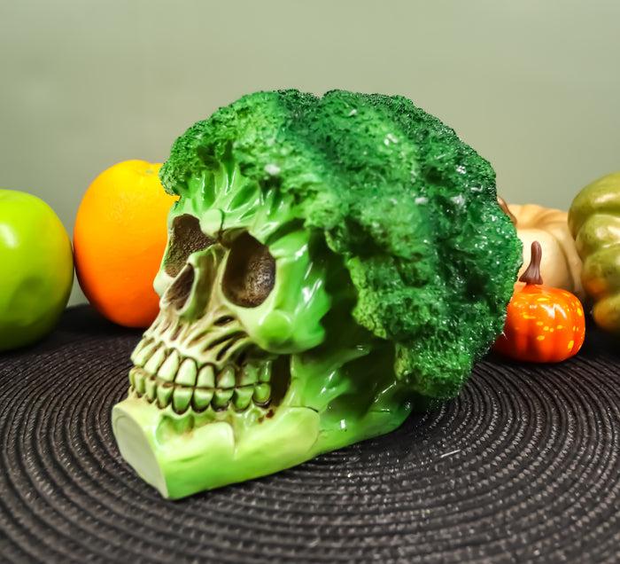 Ebros Green Vegetable Produce Sprouting Broccoli Skull Statue 6.25" Long