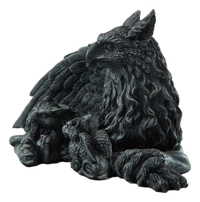 Ebros Griffin Gargoyle Figurine Griffon Family Mother & Baby Hatchlings Sculpture 8"L