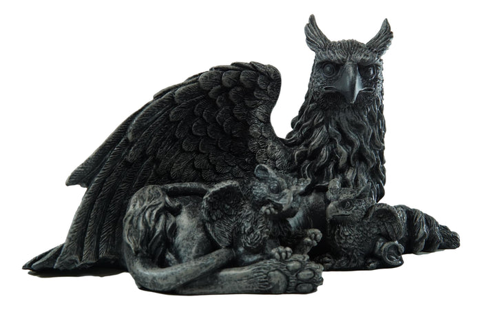Ebros Griffin Gargoyle Figurine Griffon Family Mother & Baby Hatchlings Sculpture 8"L