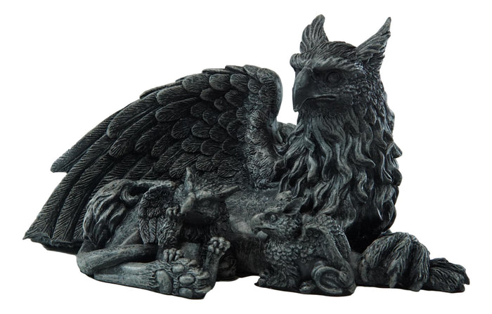 Ebros Griffin Gargoyle Figurine Griffon Family Mother & Baby Hatchlings Sculpture 8"L