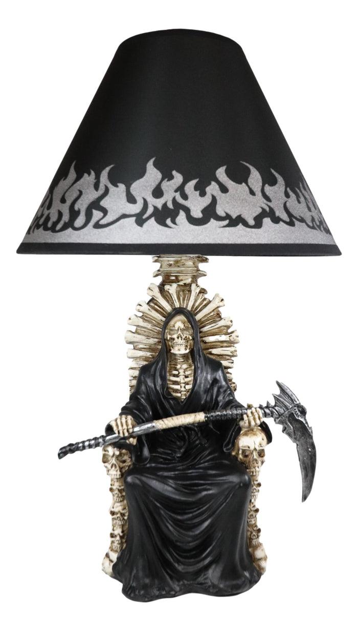 Ebros Grim Reaper Seated On Skeleton Justice Throne With Scythe Table Lamp With Shade