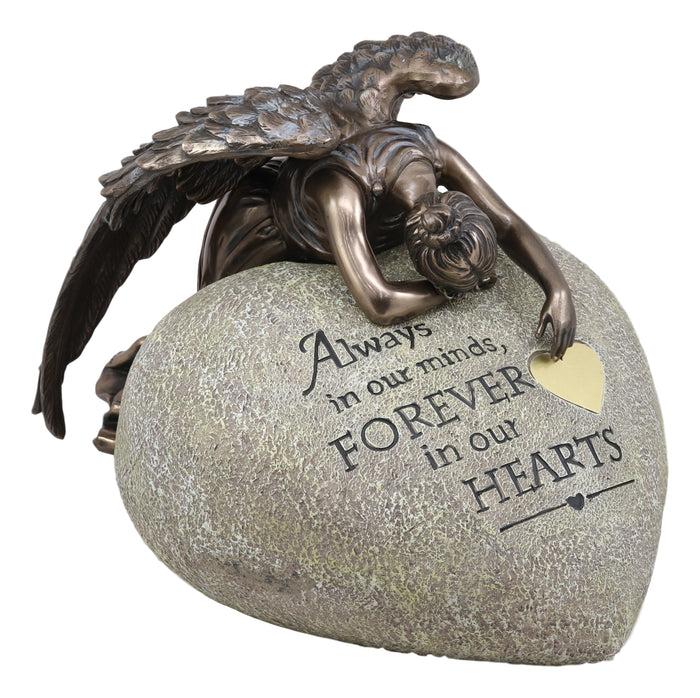 Ebros Guardian Mourning Angel Cremation Urn Forever In Our Hearts 13.25" Tall 200 Cubic Inches Capacity