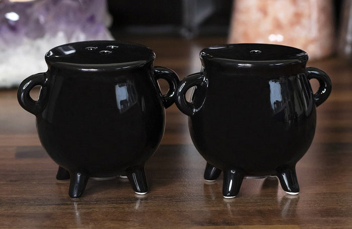 Ebros Halloween Witching Hour Witch Magic Black Cauldrons Salt N Pepper Shakers