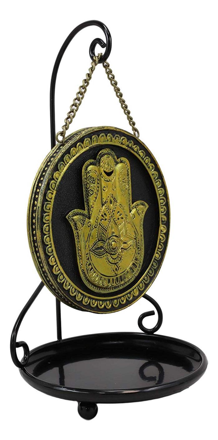 Ebros Hand Of God Hamsa Palm Medallion Disk Backflow Incense Cone Holder Burner