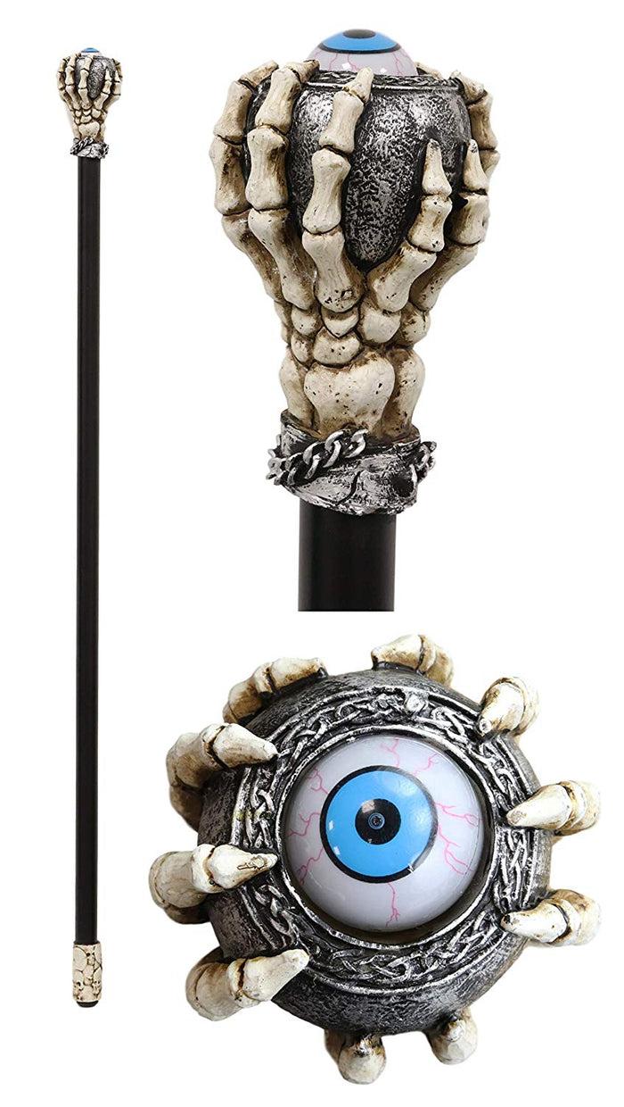 Ebros Harbinger Of Doom Rolling Evil Eye Swagger Cane Staff With Skeletal Hand Handle 36" Long Decorative Costume Prop Accessory Decor Collectible Figurine NOT A Medical Walking Assistance Cane