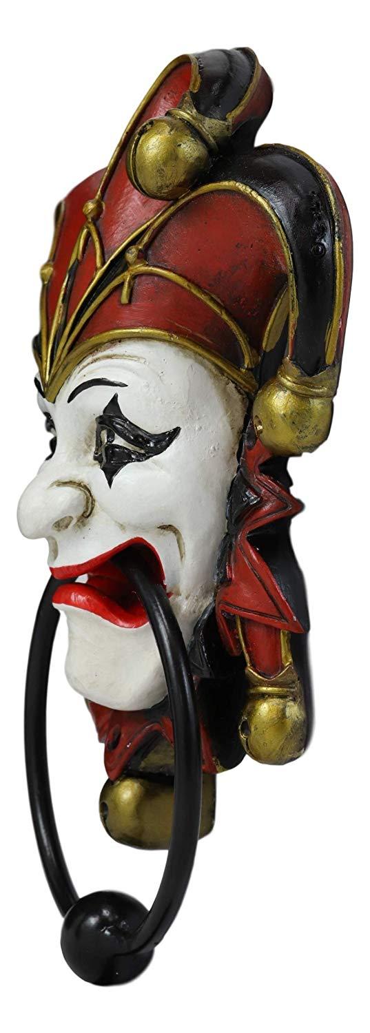 Ebros Harlequin Red Carnival Circus Jester Clown Door Knocker Figurine 8.75" High