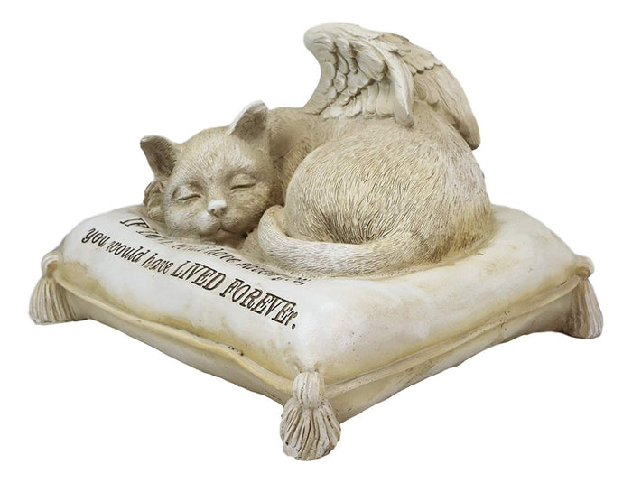 Ebros Heavenly Angel Cat Cremation Urn Small Pet Memorial Statue 8.25" Long