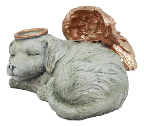Ebros Heavenly Halo Angel Dog Urn Statue 8" Long Pet Memorial All Dogs Go To Heaven