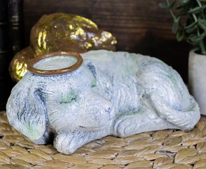 Ebros Heavenly Halo Angel Dog Urn Statue 8" Long Pet Memorial All Dogs Go To Heaven