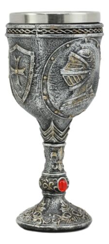 Ebros Heraldry Medieval Renaissance Royal Knight Suit Of Armor Wine Goblet Chalice 5oz
