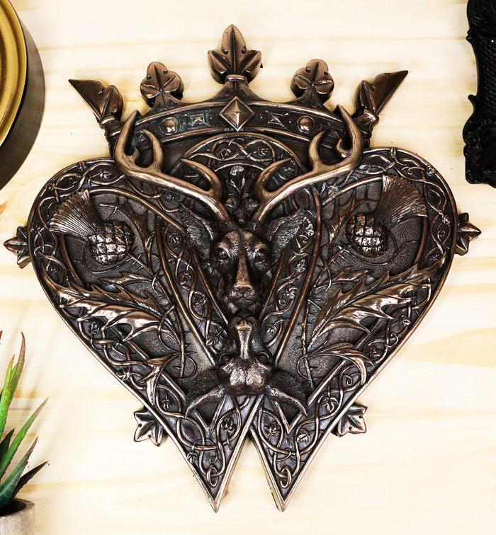 Ebros Highland Scots Luckenbooth 2 Hearts Crown Stag Thistle Wedding Wall Plaque Decor