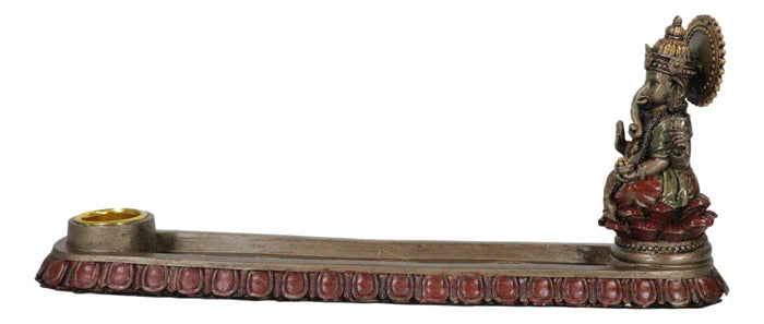 Ebros Hindu Elephant God Ganapati Ganesha Seated On Throne Incense Holder Figurine