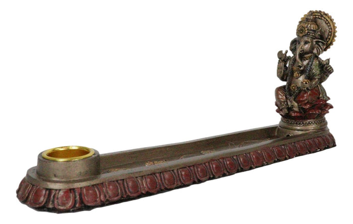 Ebros Hindu Elephant God Ganapati Ganesha Seated On Throne Incense Holder Figurine
