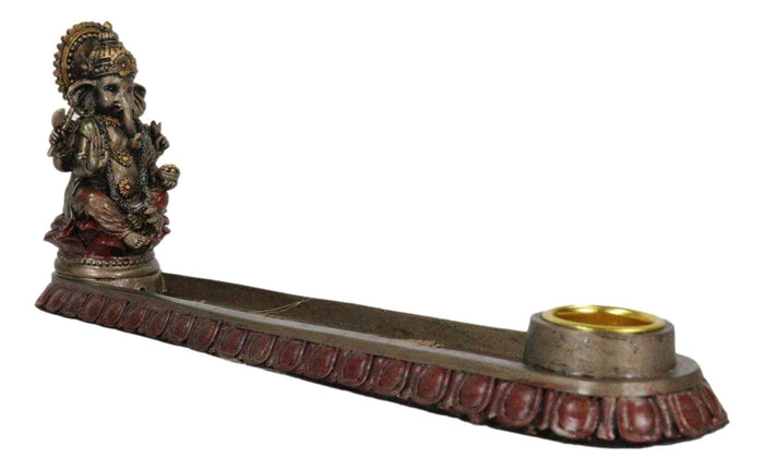 Ebros Hindu Elephant God Ganapati Ganesha Seated On Throne Incense Holder Figurine
