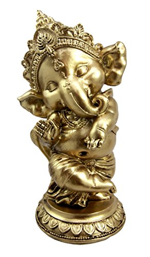 Ebros Hindu Elephant God Ritual Dancing Ganesha Golden Statue 6" H Deity Of Arts Wisdom And Knowledge Decor Figurine (Dancing Ganesh)