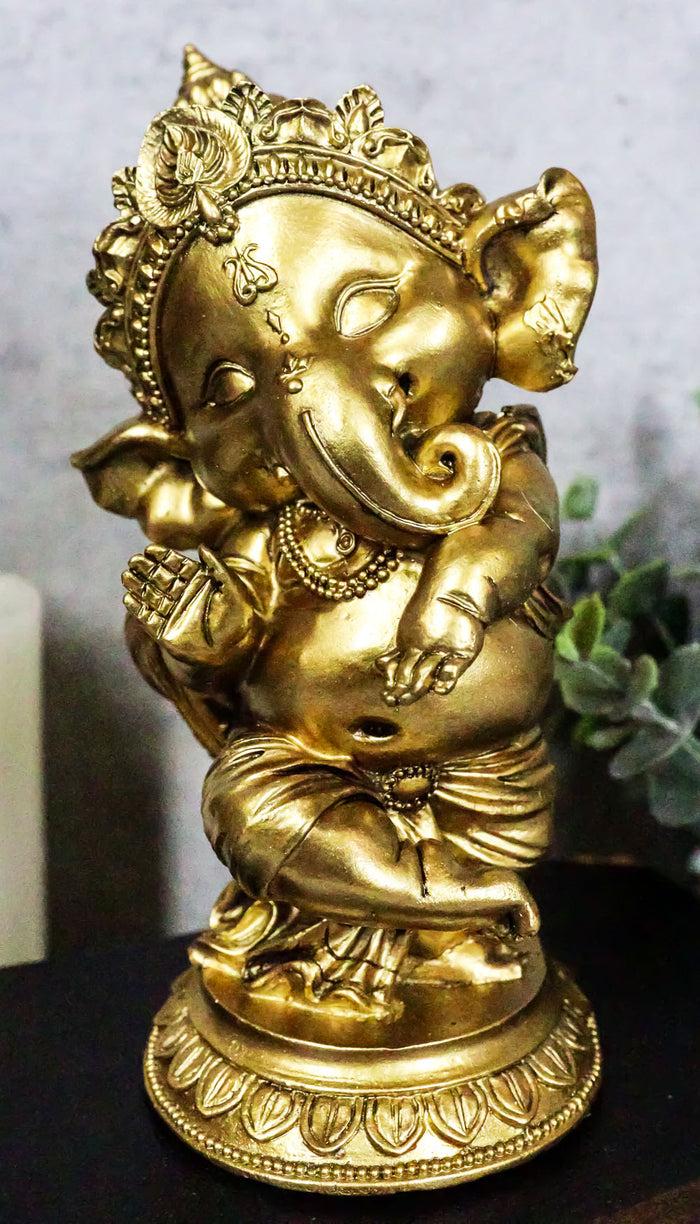Ebros Hindu Elephant God Ritual Dancing Ganesha Golden Statue 6" H Deity Of Arts Wisdom And Knowledge Decor Figurine (Dancing Ganesh)