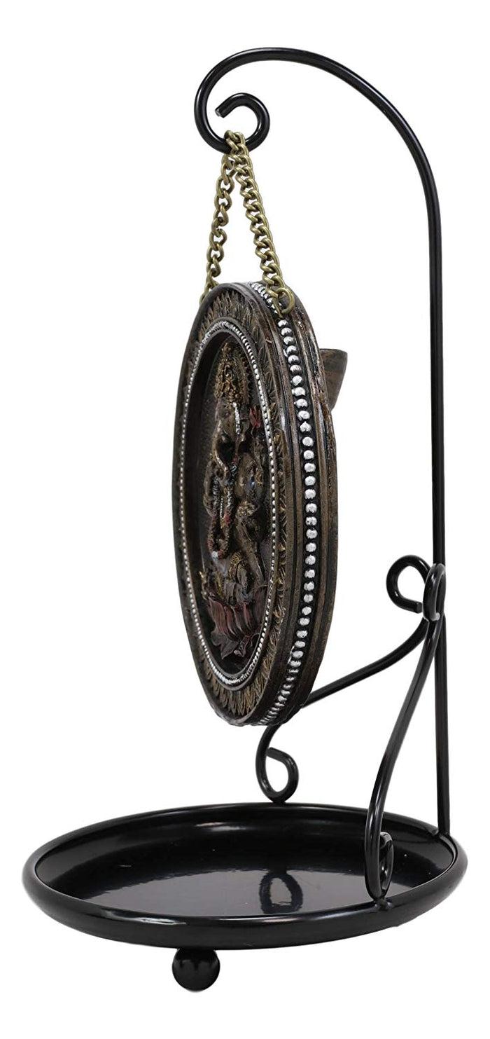 Ebros Hindu Ganesha Round Medallion Disk Backflow Incense Cone Holder Burner