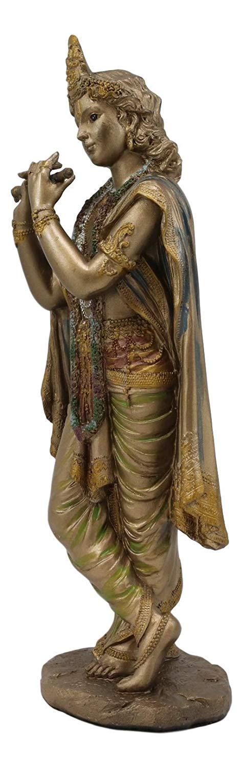 Ebros Hindu God Of Love Sex Yoga Krishna Avatar Of Vishnu Playing Flute Decor Figurine