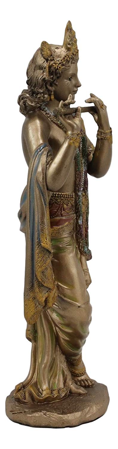 Ebros Hindu God Of Love Sex Yoga Krishna Avatar Of Vishnu Playing Flute Decor Figurine