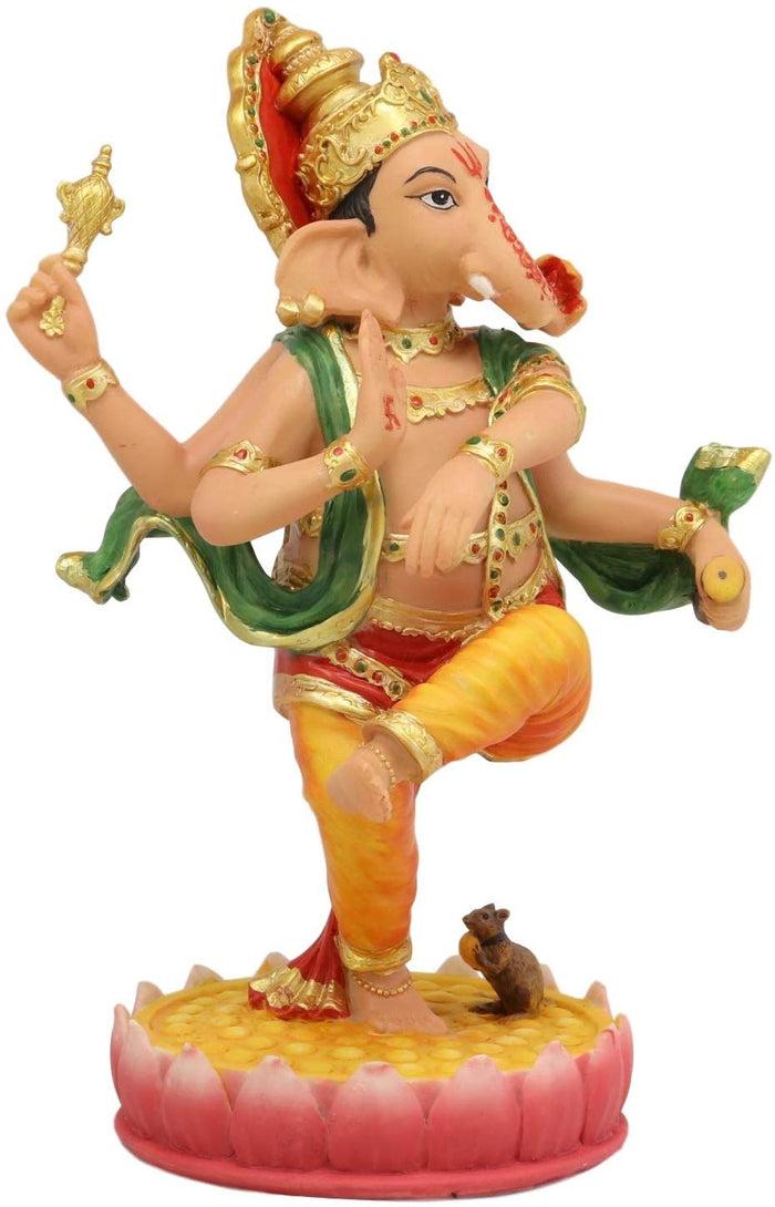 Ebros Hindu Supreme God Dancing Avatar Nritya Ganesha In Yoga Pose Statue 8" H