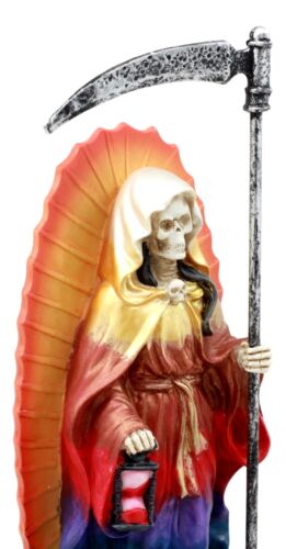Ebros Holy Death Santa Muerte Holding Scythe In Rainbow Tunic Day Of The Dead Figurine