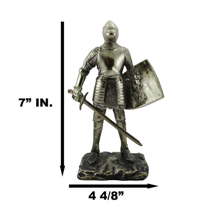 Ebros Holy Roman Empire Crusader Knight With Sword And Shield 7" Tall Figurine