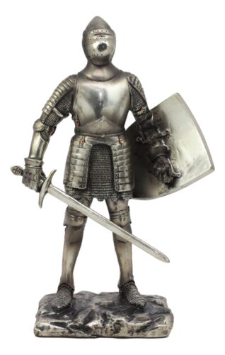 Ebros Holy Roman Empire Crusader Knight With Sword And Shield 7" Tall Figurine