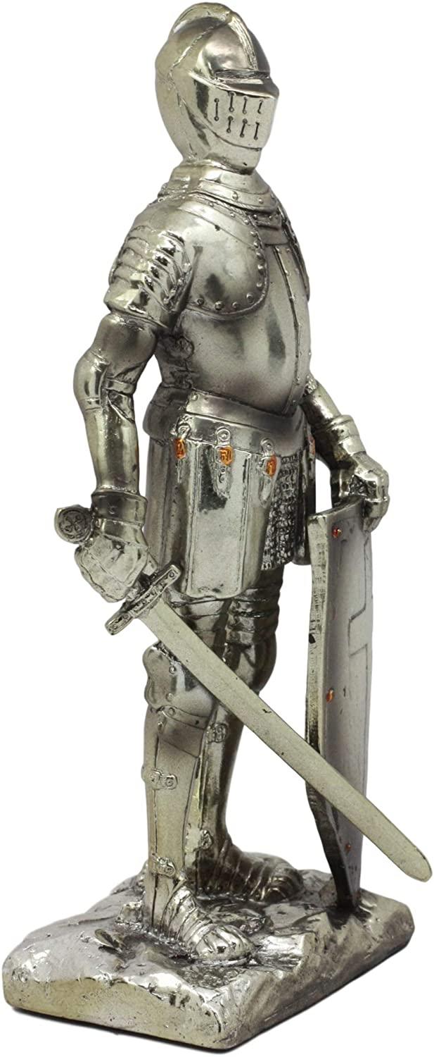 Ebros Holy Roman Empire Crusader Knight With Sword And Shield On Guard Statue 7" Tall