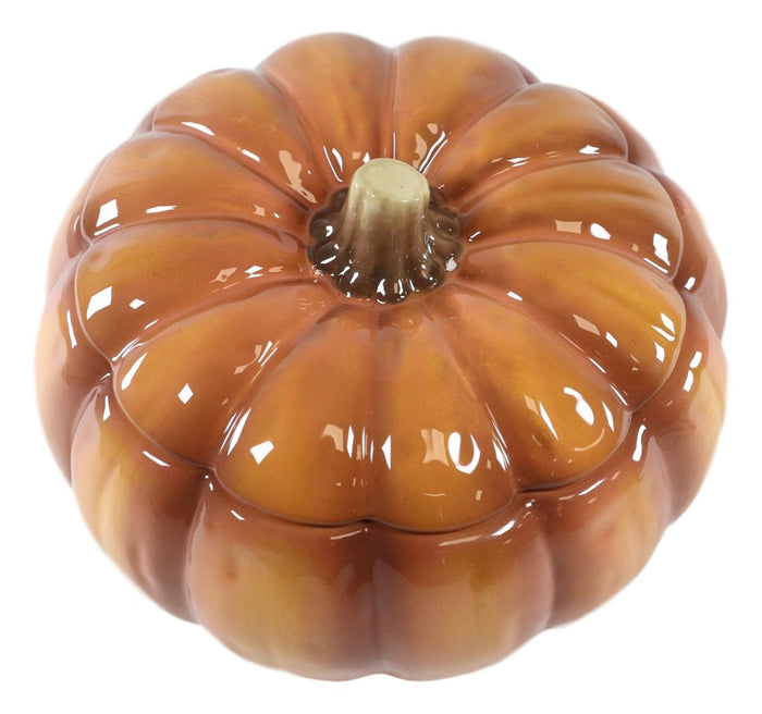 Ebros Home And Kitchen Orange Ceramic Pumpkin Soup Or Dessert Bowl With Lid Set Of 6