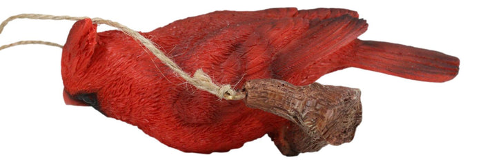 Ebros Home Garden Hanging Northern Red Cardinal Bird Perching On Branch Figurine