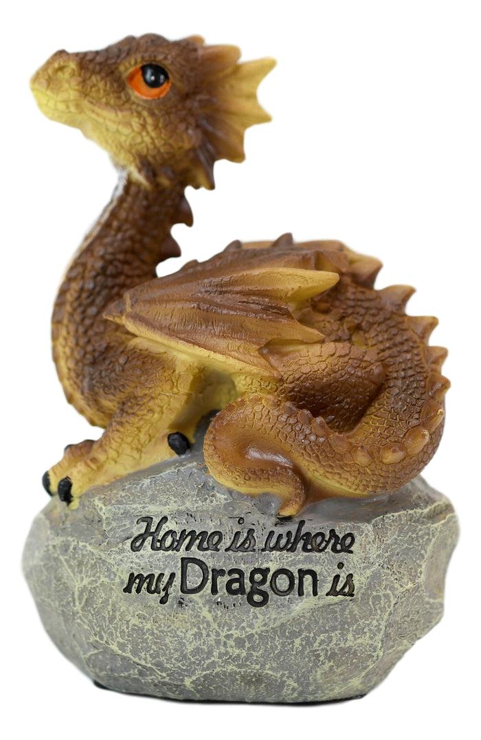 Ebros 'Home Is Where My Dragon Is' Baby Dragon On Rock Resin Figurine 7.5" H