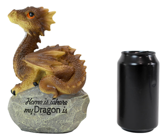 Ebros 'Home Is Where My Dragon Is' Baby Dragon On Rock Resin Figurine 7.5" H