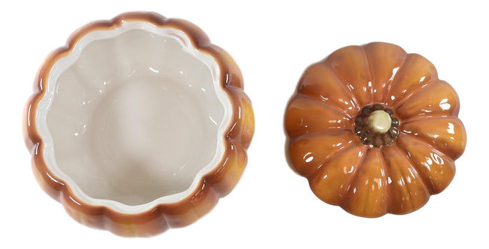 Ebros Home Kitchen Gourmet Hearty Orange Ceramic Pumpkin Soup Or Dessert Bowl With Lid