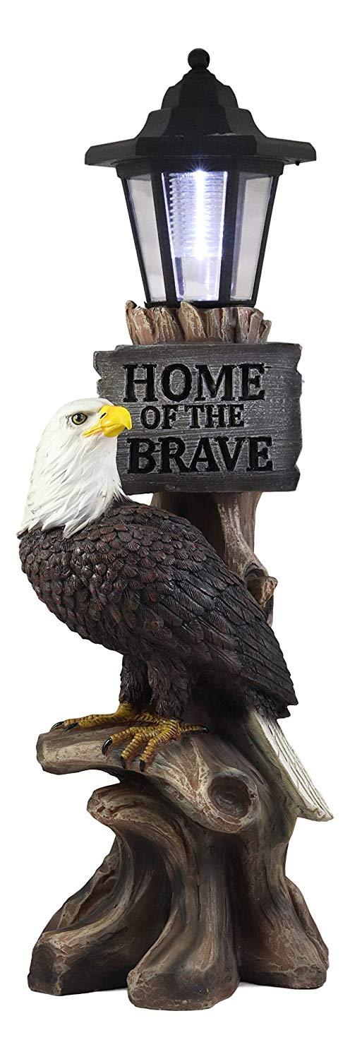 Ebros 'Home Of The Brave' Patriotic Eagle Night Light Statue Solar LED Lantern