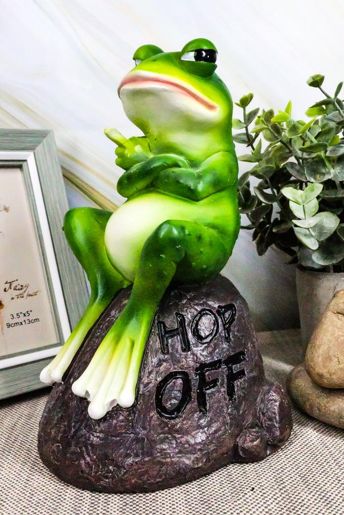 Ebros Hop Off Feisty Toad Frog On Landscape Rock Statue Rainforest Animal Decor