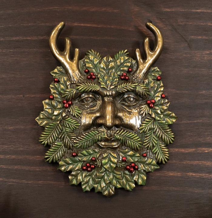 Ebros Horned God Winter Season Greenman Pan Wall Plaque 7"L Vegetative Deity