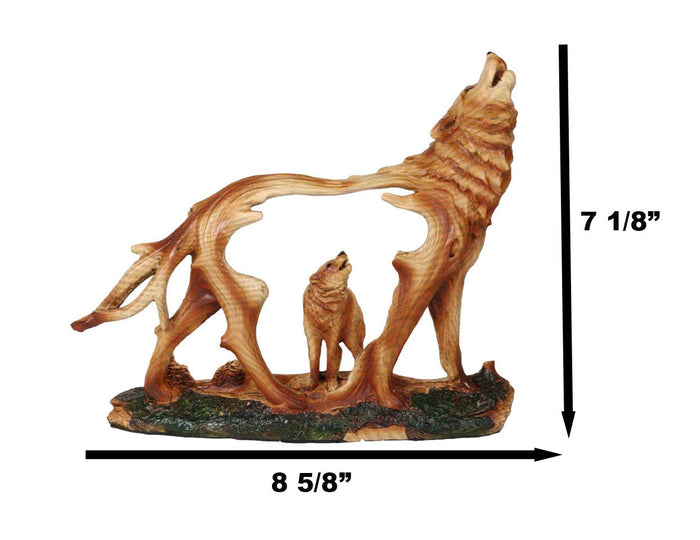 Ebros Howling Gray Alpha Wolf Figurine In Faux Wood Finish Home Decor Sculpture
