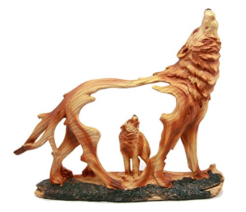 Ebros Howling Gray Alpha Wolf Figurine In Faux Wood Finish Home Decor Sculpture