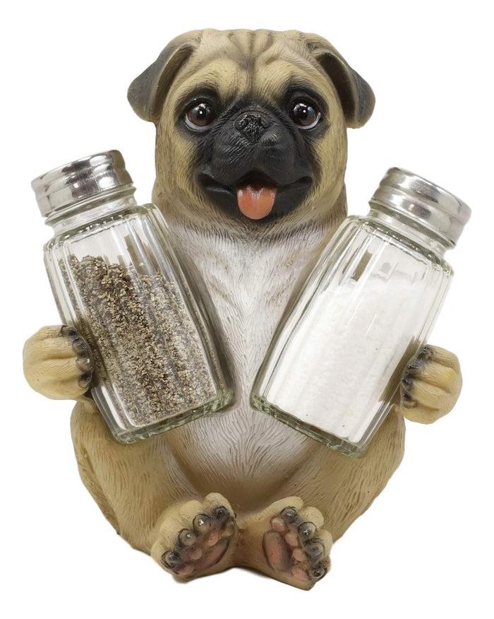 Ebros Hugging Pug Dog Decorative Glass Salt Pepper Shakers Holder Figurine
