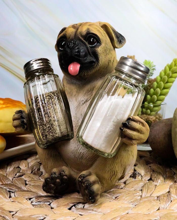 Ebros Hugging Pug Dog Decorative Glass Salt Pepper Shakers Holder Figurine